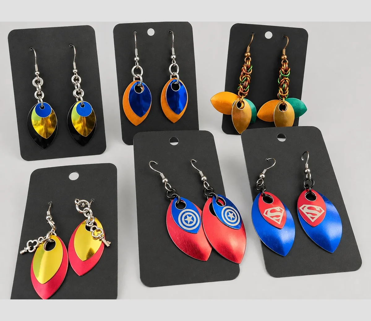 Rainbow chainmaille earrings by KrakenMaille