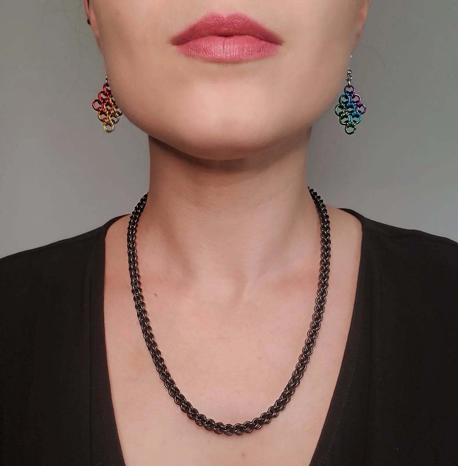 Jens Pind Linkage necklace in blackened steel