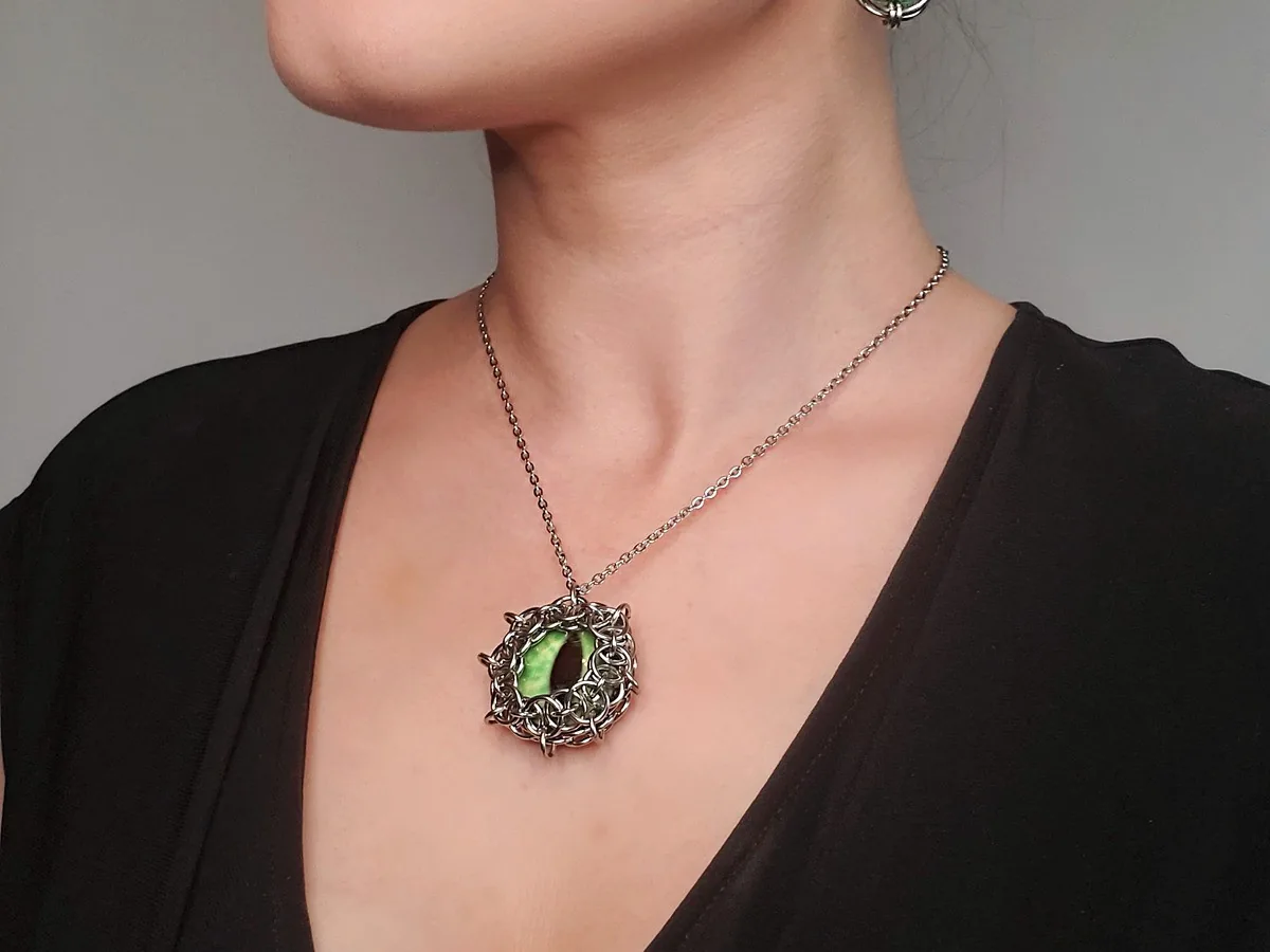 Dragon Eye pendant with green eye